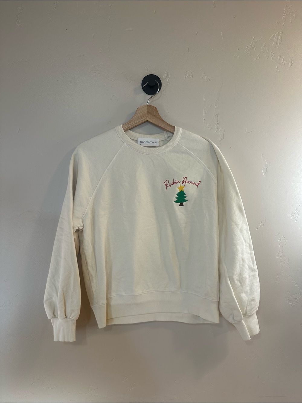 Self Contrast Rockin’ Around the Christmas Tree Crewneck Size Small NWOT